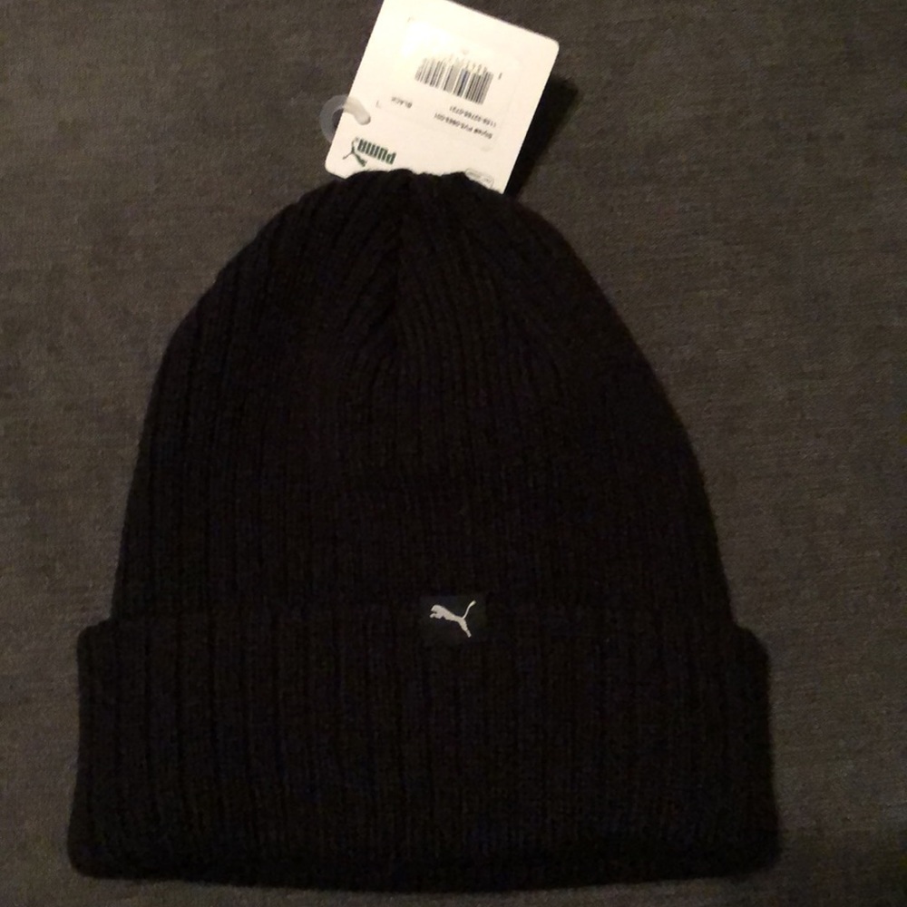 Puma black knit beanie winter hat - Picture 3 of 3